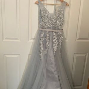 Gown with bead and flower detail